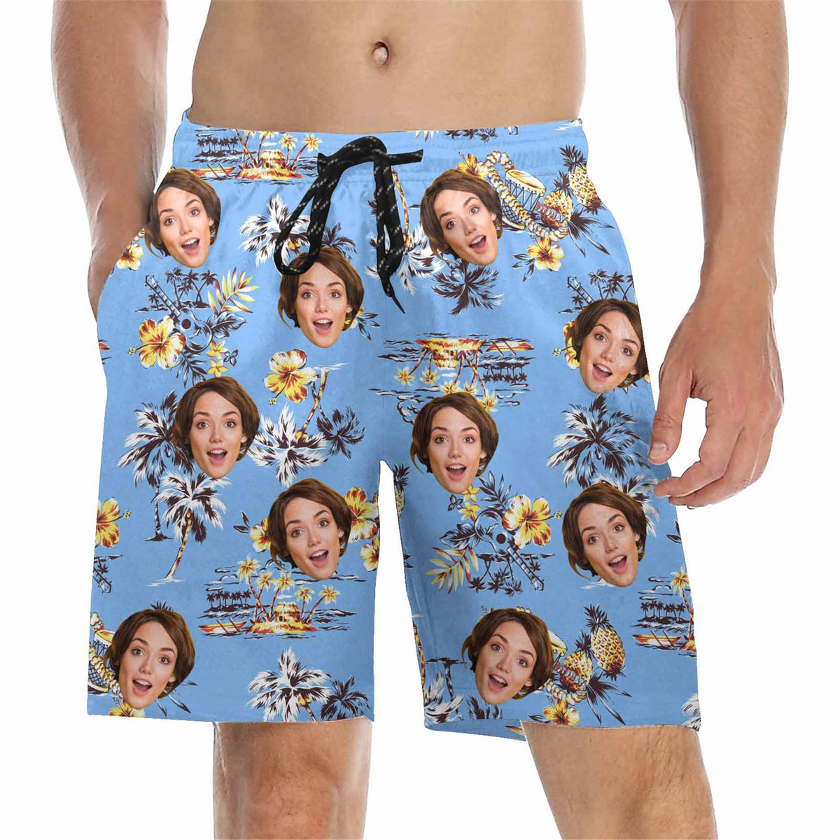 Custom Face Men Swimwear Personalized Men Bathing Suit Face on Beach Shorts Custom Face Swim Trunk Party/Vacation/Father's Day Gift for Dad