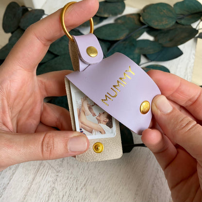 Personalised Mummy Photo Keyring, Vegan Leather Photo Keychain, Mother's Day gift for her, Birthday Christmas gift for mum mummy