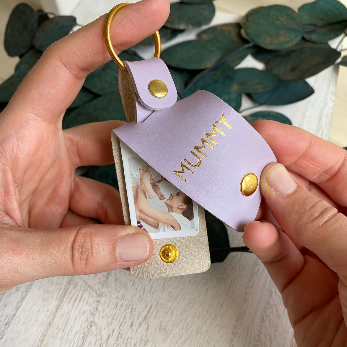 Personalised Mummy Photo Keyring, Vegan Leather Photo Keychain, Mother's Day gift for her, Birthday Christmas gift for mum mummy
