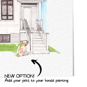 Custom Watercolor House Painting Print Canvas ,House Painting From Photo,Housewarming gift, Realtor Closing Gift,First Home Gift