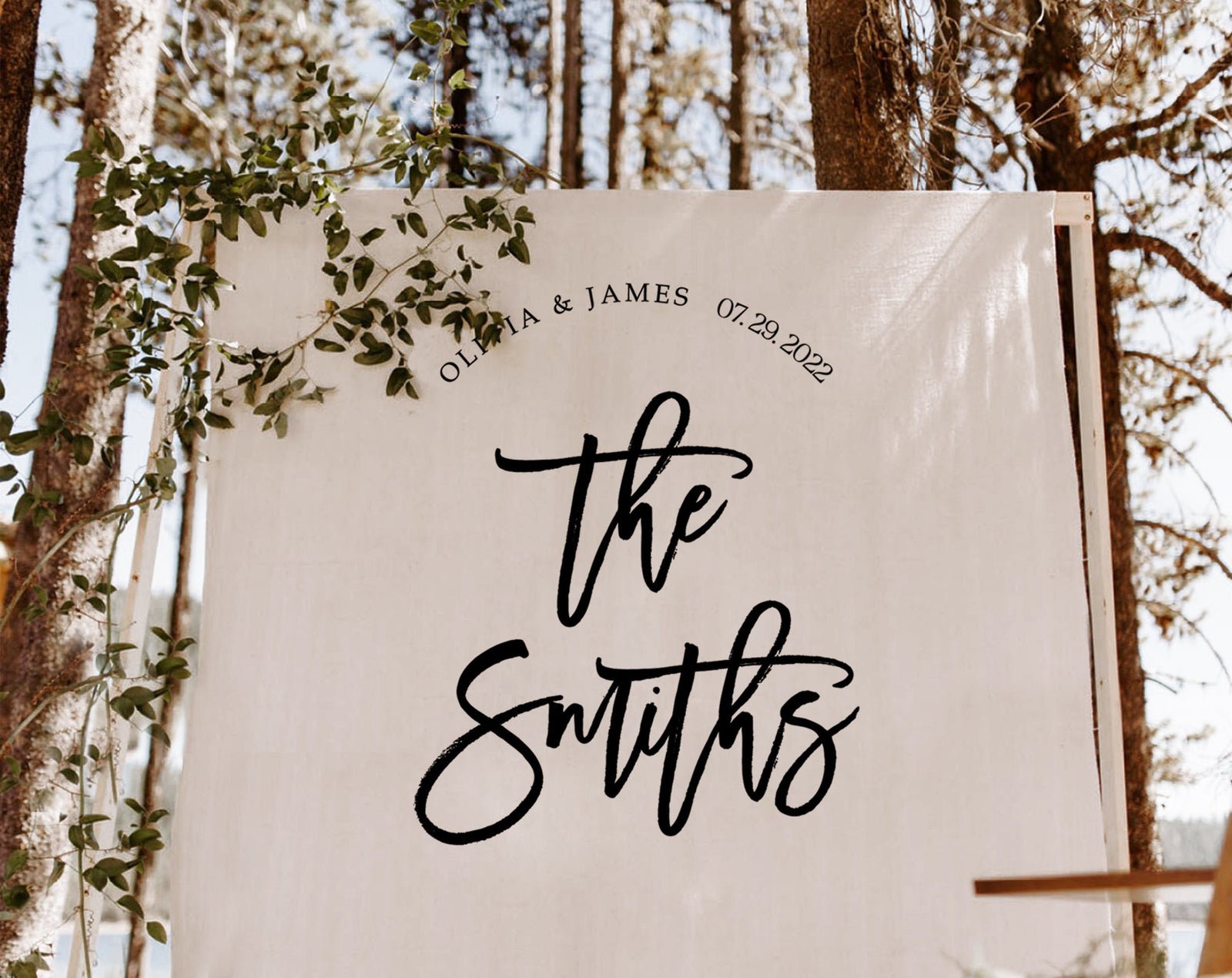 Wedding Last Name Banner, Boho Bridal Shower Decorations, Engagement Party Decor, Backdrop for Reception, Custom Wedding Banner, Backyard