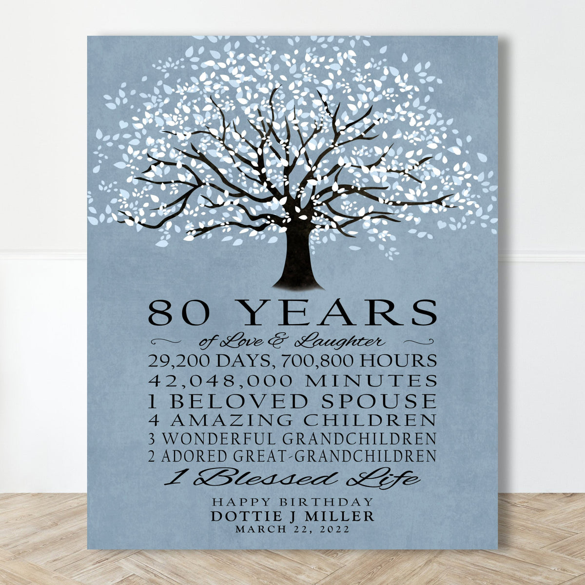 80 Years 80th BIRTHDAY GIFT Personalized 80th Birthday Years Happy Birthday Tree Parent Grandparent Gift Idea from Children Grandchildren
