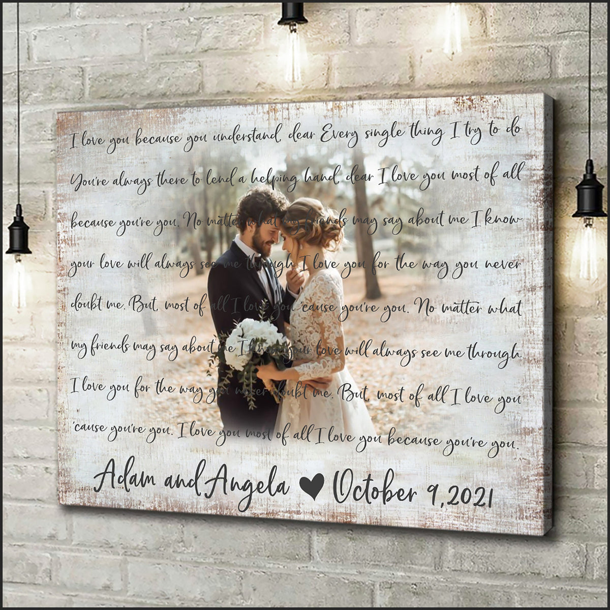 Custom Canvas Prints Personalized Gift,Wedding Anniversary Gift,Photo Customized Wedding Lyrics Prints Wall Art Decor, Wedding Gift Canvas