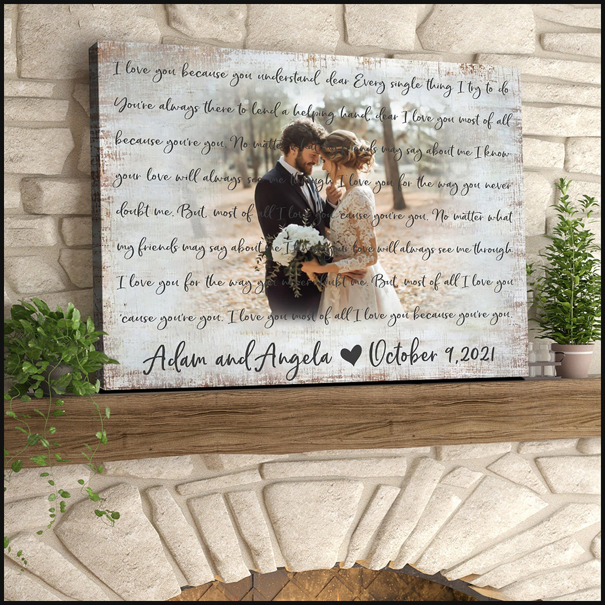 Custom Canvas Prints Personalized Gift,Wedding Anniversary Gift,Photo Customized Wedding Lyrics Prints Wall Art Decor, Wedding Gift Canvas