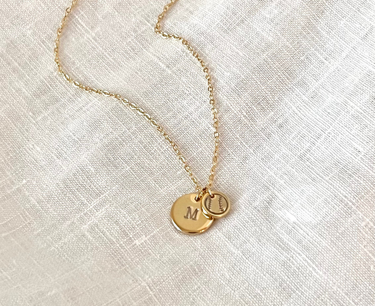 Baseball Mom Necklace - Gift for Baseball Moms - Baseball Initial Necklace - Personalized Custom Baseball Mom Jersey Number Necklace