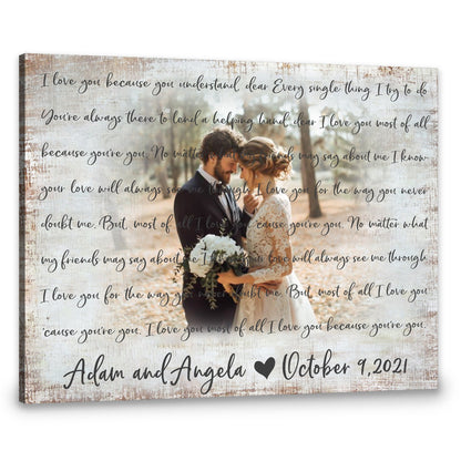 Custom Canvas Prints Personalized Gift,Wedding Anniversary Gift,Photo Customized Wedding Lyrics Prints Wall Art Decor, Wedding Gift Canvas