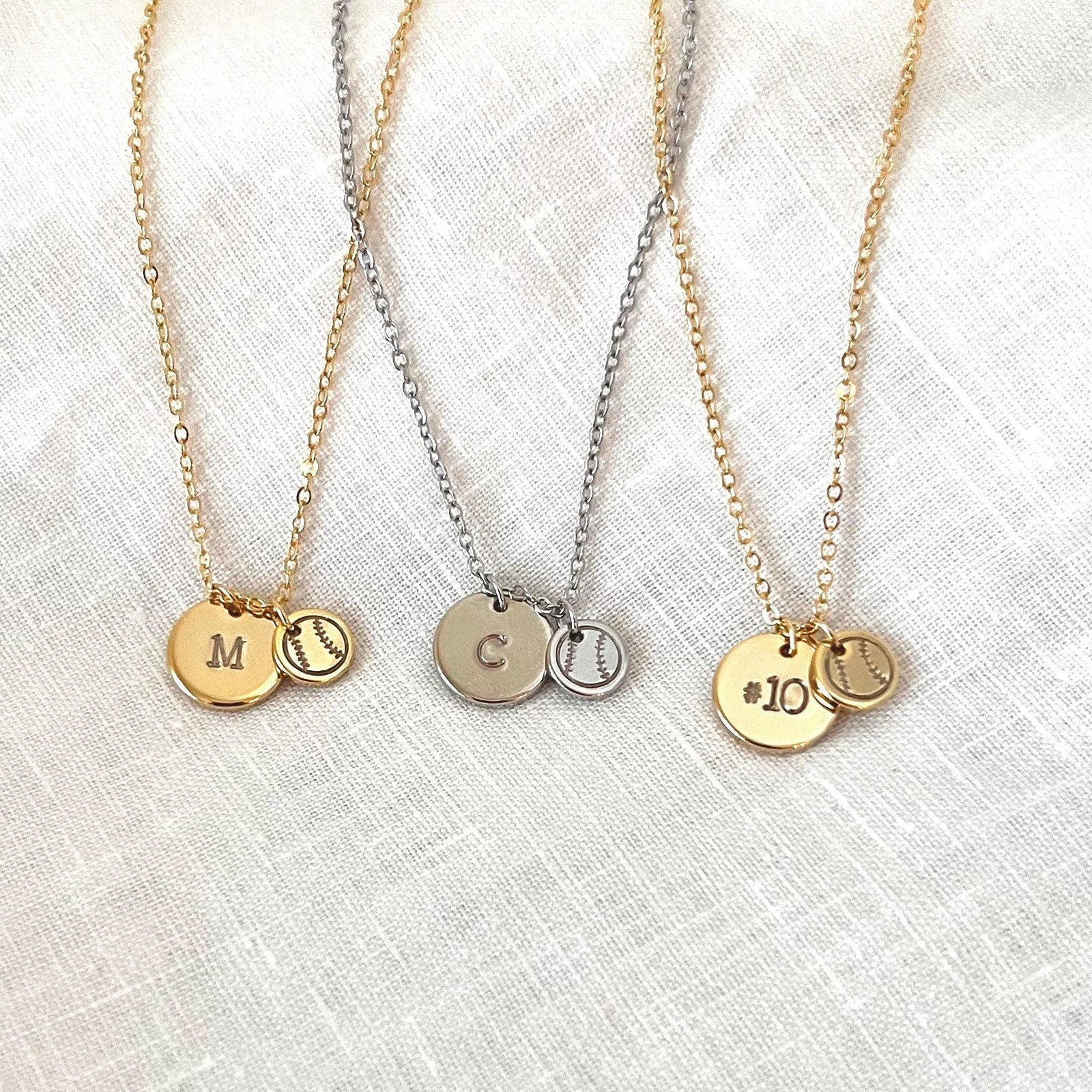 Baseball Mom Necklace - Gift for Baseball Moms - Baseball Initial Necklace - Personalized Custom Baseball Mom Jersey Number Necklace