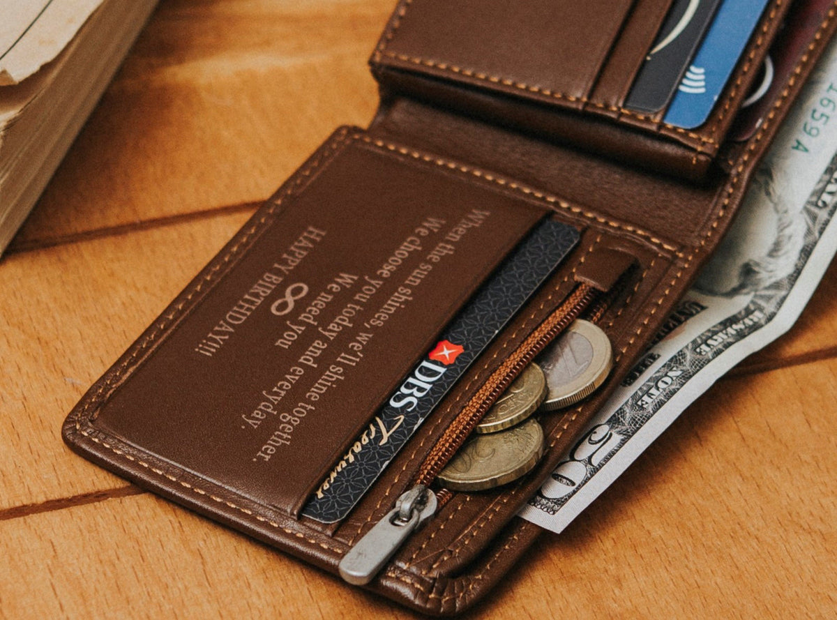 Custom Men's Leather Wallet for Fathers Day, Personalized Men's Leather Wallet For Fathers Day, Men's Wallet for Fathers Day