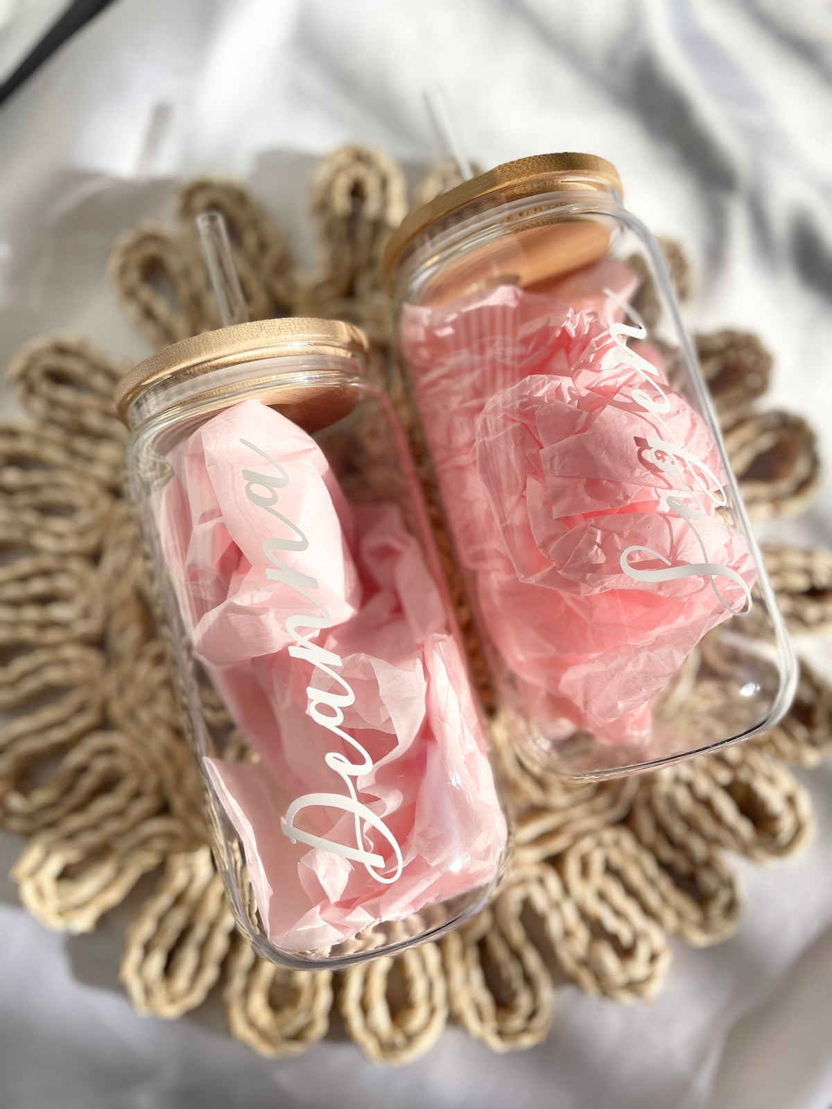 Personalized Glass Tumblers | Bridesmaid Tumblers | Iced Coffee Cup | Personalized Gifts | Birthday Gift | Bride