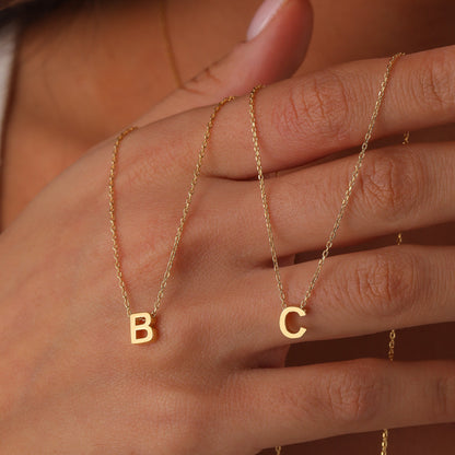 Initial Necklace, Letter Necklace, Minimalist Initial Necklace, Solid Gold Delicate necklace, Wife Gifts, Mom Gifts