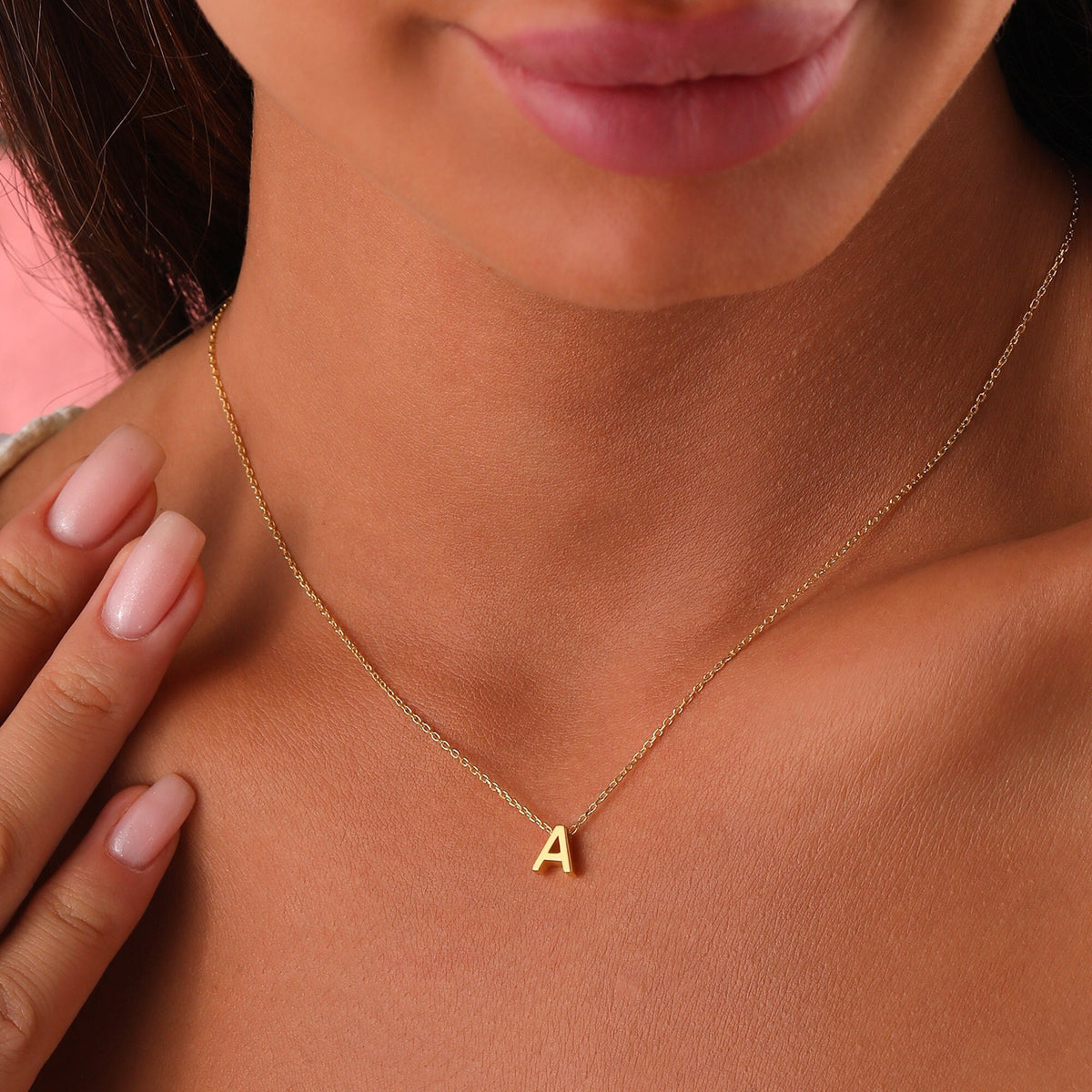 Initial Necklace, Letter Necklace, Minimalist Initial Necklace, Solid Gold Delicate necklace, Wife Gifts, Mom Gifts