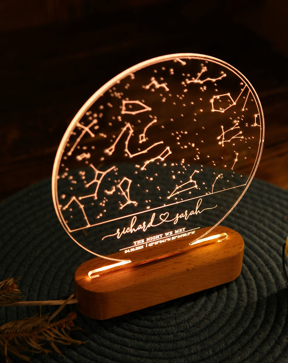 Stars Chart as Valentines Gift for Couples - Gift Star Map on Night Light - Personalized Constellation Map - 1st 5th 10th Anniversary Gifts