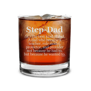 Step-Dad Definition Engraved Whiskey Glass Retirement Gift, Birthday Gift, Christmas Gift. Fathers Day Gift. Dad Gift. Step Dad Gift.