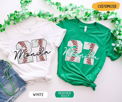 Baseball Mom Shirt, Custom Baseball Number Shirt, Mom Jersey Number Sweatshirt, Baseball Lover Shirt, Personalized Baseball Tees, Sport Team