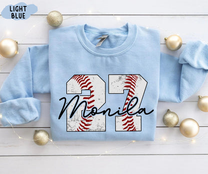 Baseball Mom Shirt, Custom Baseball Number Shirt, Mom Jersey Number Sweatshirt, Baseball Lover Shirt, Personalized Baseball Tees, Sport Team