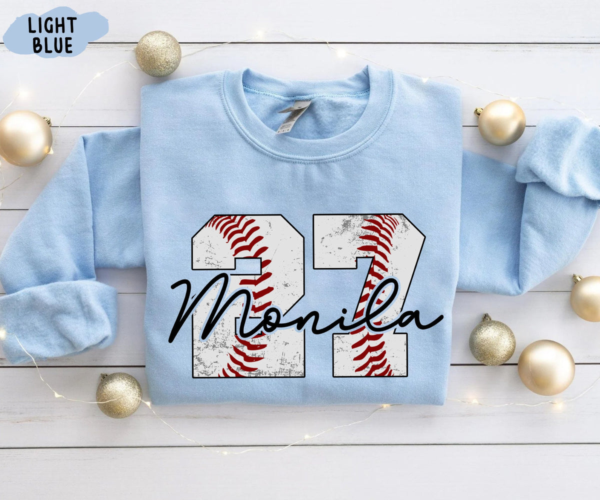 Baseball Mom Shirt, Custom Baseball Number Shirt, Mom Jersey Number Sweatshirt, Baseball Lover Shirt, Personalized Baseball Tees, Sport Team