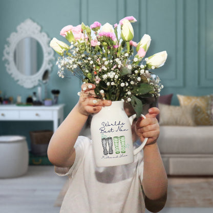 Personalised Mums Birthday Flower Vase, Birthday Vase Gift, Ceramic Wellie Vase, Gift For Mum, Mum Gift, Nanny Gift, Gift For Grandma