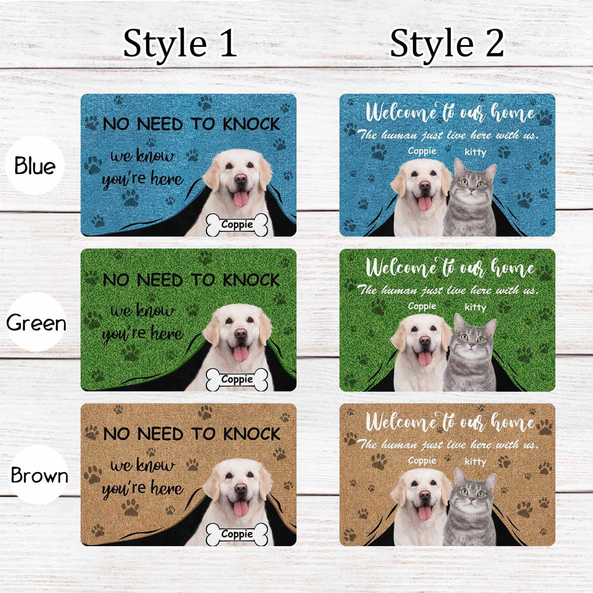 Personalized Doormats with Dog Photos, Custom Family Name Doormat,Custom Photo Doormat,Personalized Welcome Mat, No Need to Knock, Funny Mat