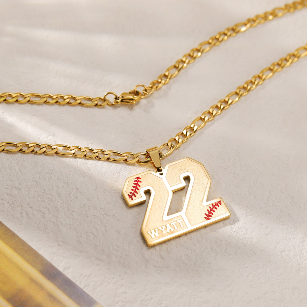 Customized Engraved Sport Number Necklace with Name|Baseball Lace Necklace|Personalized Lucky Pendant|Softball and Sports Team Number