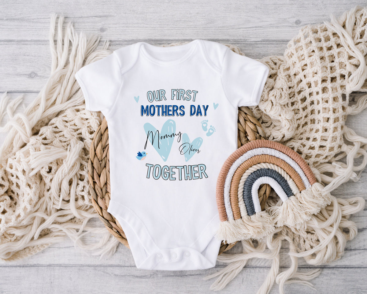 First Mother's Day Outfit, Our First Mother's Day Together Personalized Baby's First Mothers Day Shirt and Bodysuit, Mother's Day Gift