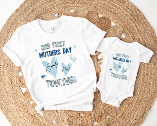 First Mother's Day Outfit, Our First Mother's Day Together Personalized Baby's First Mothers Day Shirt and Bodysuit, Mother's Day Gift