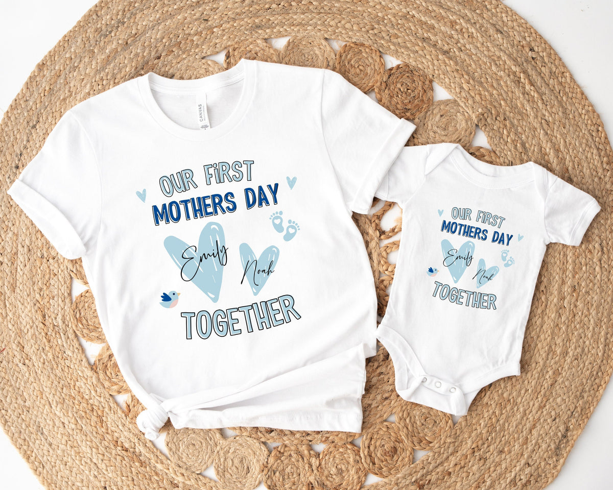 First Mother's Day Outfit, Our First Mother's Day Together Personalized Baby's First Mothers Day Shirt and Bodysuit, Mother's Day Gift