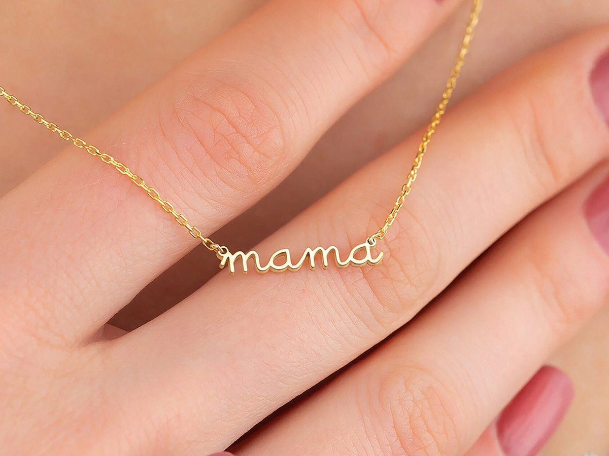 Tiny Mama Written Necklace, Dainty Mama Necklace, Mother Name Gift Jewelry, Mother Special Name Necklace, Mother's Day Gift