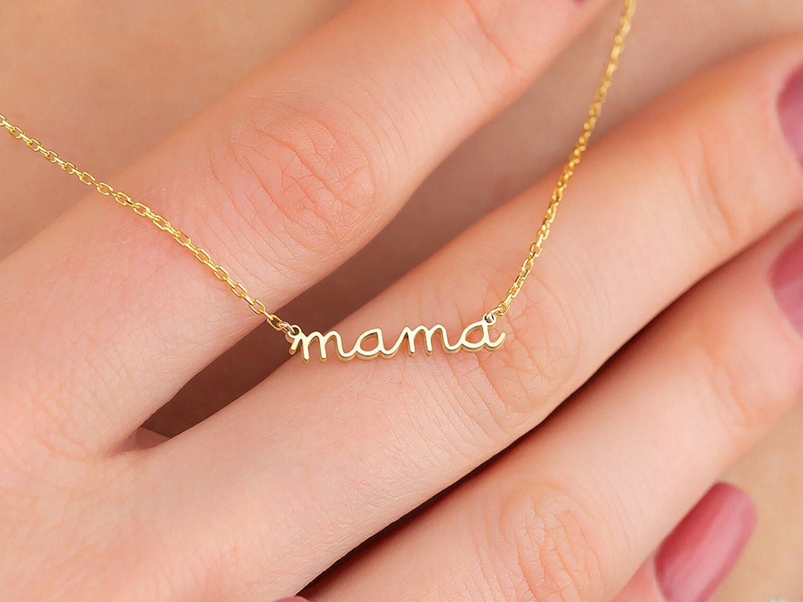 Tiny Mama Written Necklace, Dainty Mama Necklace, Mother Name Gift Jewelry, Mother Special Name Necklace, Mother's Day Gift