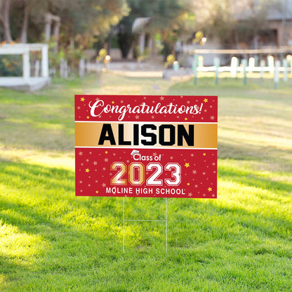 Graduation Senior 18 x24 double sided Sign 2025 with H-Stake - Graduate Yard Sign - Graduation - 2025 Graduate Banner - High School Grad