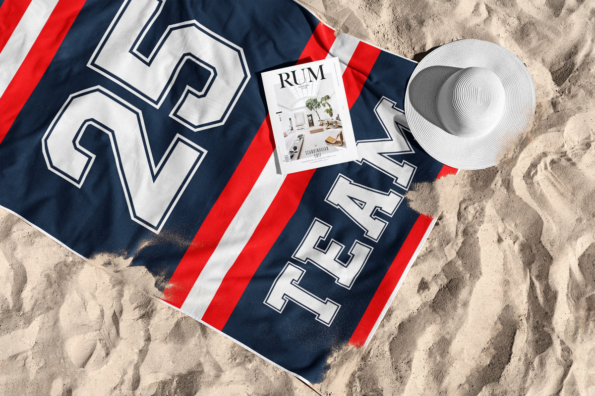 Personalized sport beach towel, custom team beach towel, custom sport beach towel, custom beach towel for teams, baseball beach towel