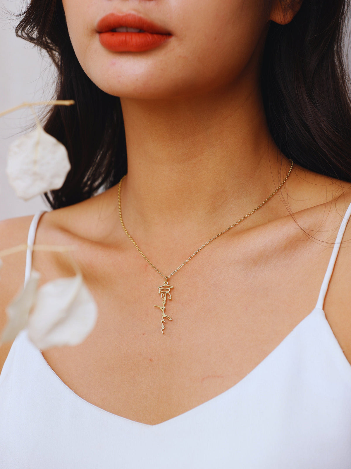 Personalized Graduation Necklace with Graduate's Name, Custom High School, College Graduation Gift, Name Pendant Grad Cap Jewelry for Her