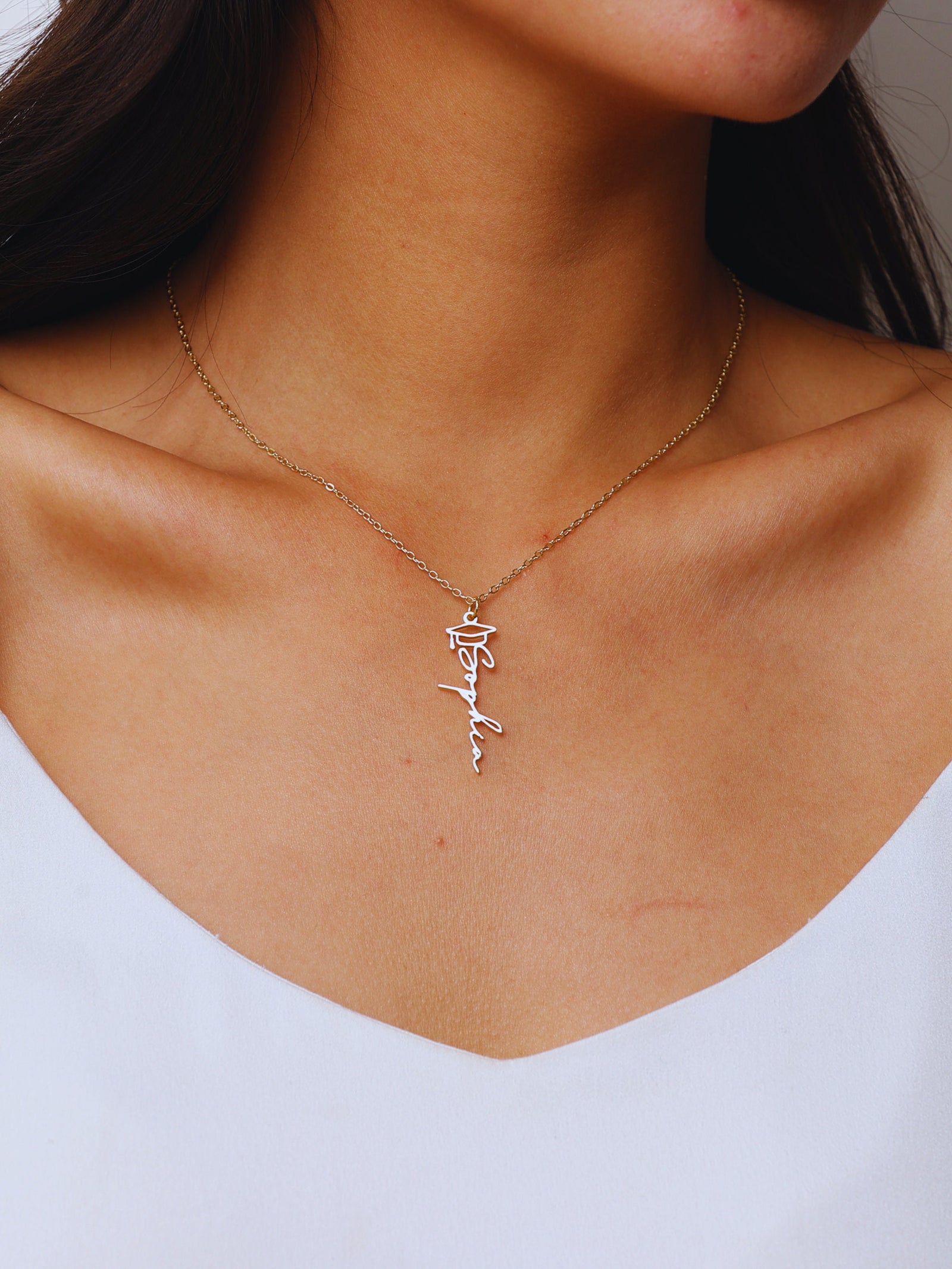 Personalized Graduation Necklace with Graduate's Name, Custom High School, College Graduation Gift, Name Pendant Grad Cap Jewelry for Her