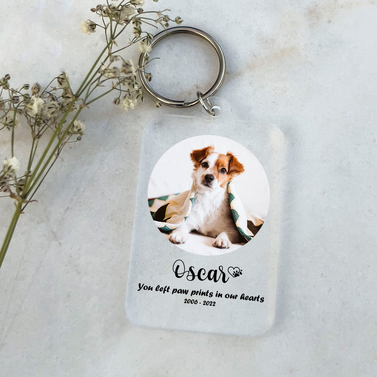 Personalised Dog Memorial Keyring, Pet Memorial Photo Keychain, Pet Loss Gift , Bereavement Dog Gift , Remembrance Gift