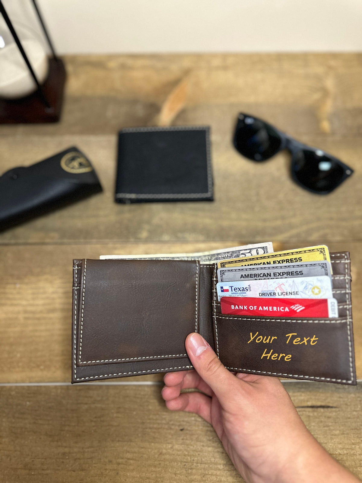 Dad Leather Wallet With Children Names, Custom Leather Wallet, Gift For Father's Day, Minimalist Wallet, Handmade Men's Wallet