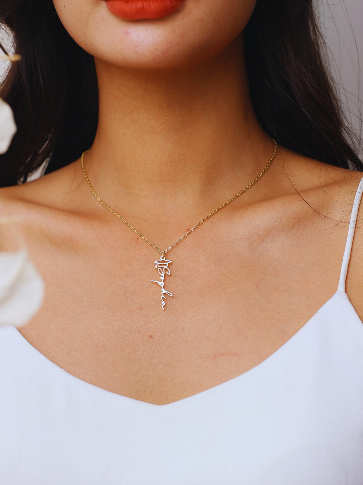 Personalized Graduation Necklace with Graduate's Name, Custom High School, College Graduation Gift, Name Pendant Grad Cap Jewelry for Her