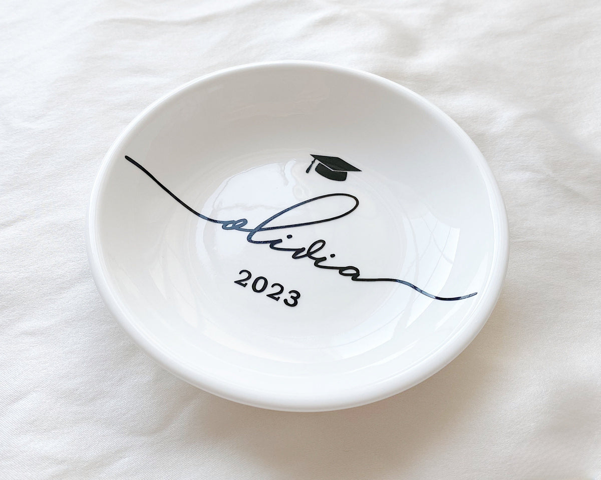 Personalized Graduation Gift, Custom Jewelry Dish, Class of College Graduation Gift for Her, Masters Degree Gift, PHD Graduation Present