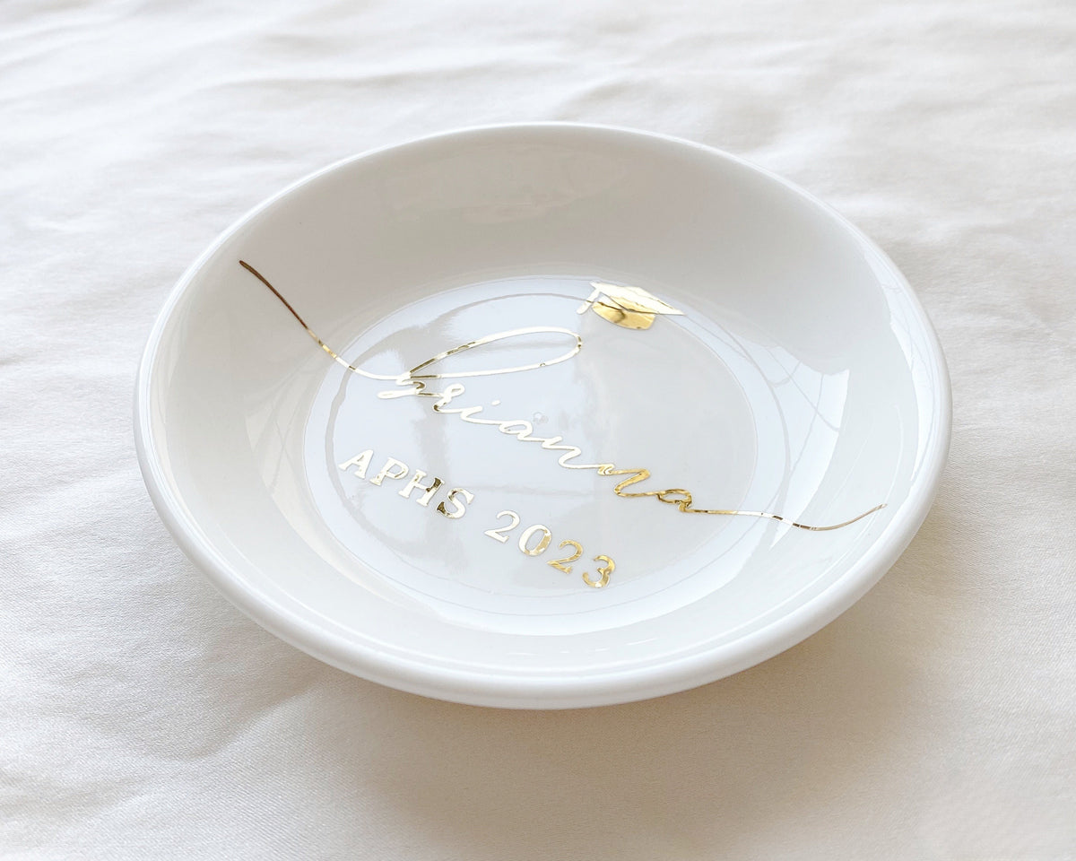 Personalized Graduation Gift, Custom Jewelry Dish, Class of College Graduation Gift for Her, Masters Degree Gift, PHD Graduation Present