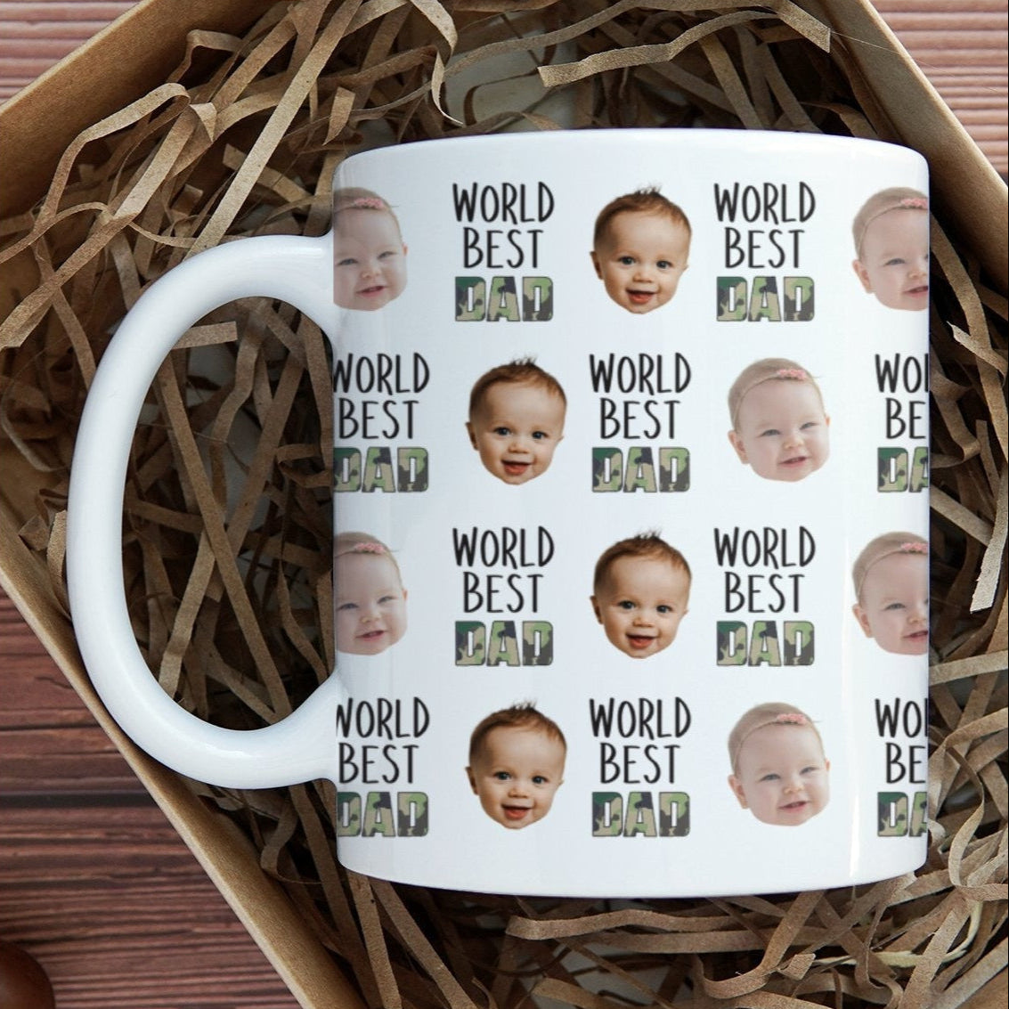 World Best Papa Coffee Mug, Personalized Mug with Baby Photo, Best Papa Ever Gift Mug, Cute Father's Day Gift