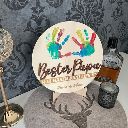 DIY Gift Best Dad Handprint for Dad Father's Day Father's Day Gift Birthday Custom Personalized Wood Christmas