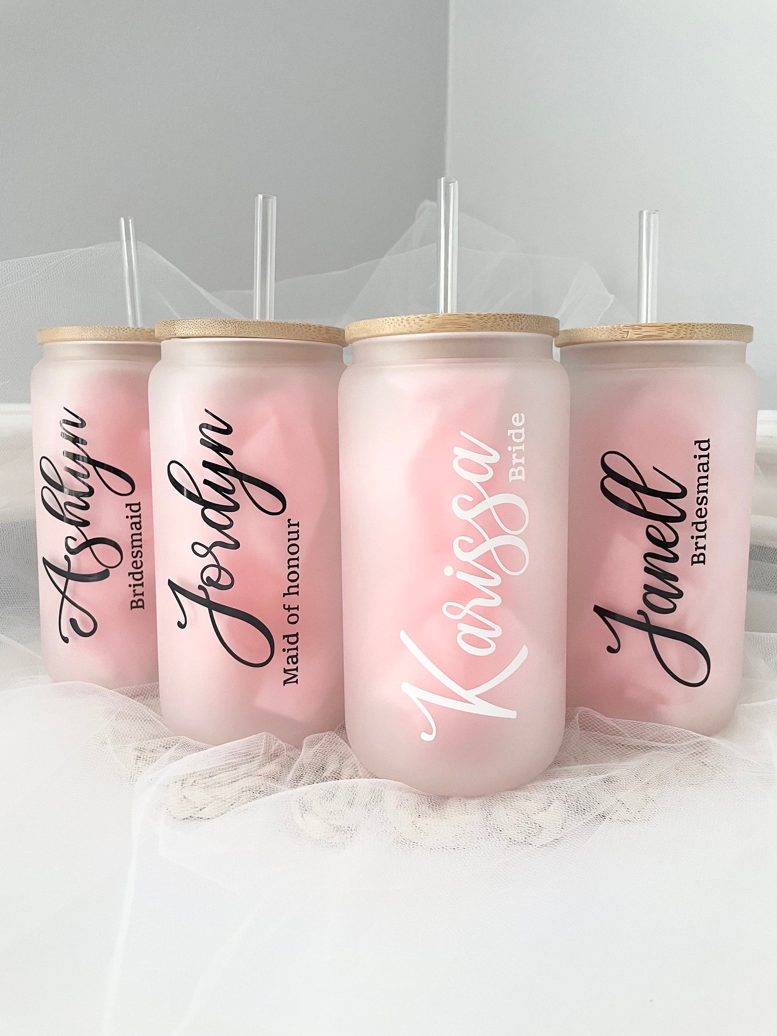 Personalized Glass Tumblers | Bridesmaid Tumblers | Iced Coffee Cup | Personalized Gifts | Birthday Gift | Bride