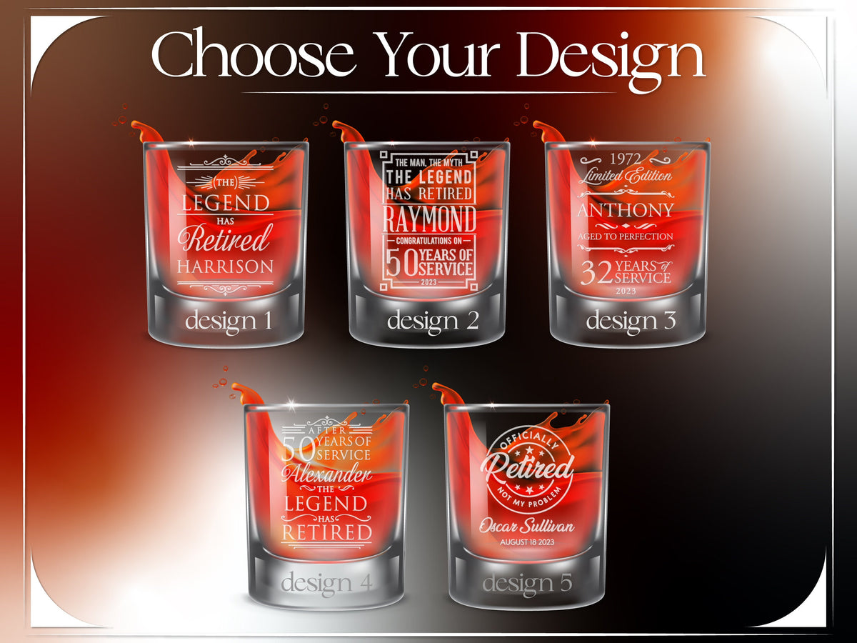 Retirement Gifts For Men, Engraved Retirement Crystal Whiskey Glass Gift, Retirement Whiskey Glasses, Dad Retirement Cocktail Glass