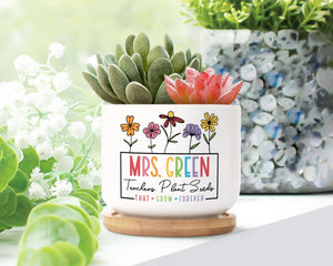 Teacher Appreciation Gifts, Custom Teacher Plant Pot, Teacher Gifts, Thanks For Helping Me Grow, End Of Year Gifts