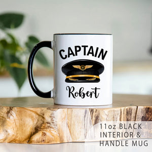 Personalized Pilot Mug, Captain Coffee Mug, Custom Name Pilot Mug, Aviation Mug, Airplane Tea Cup, Birthday Gift for Dad, Husband, Boyfriend