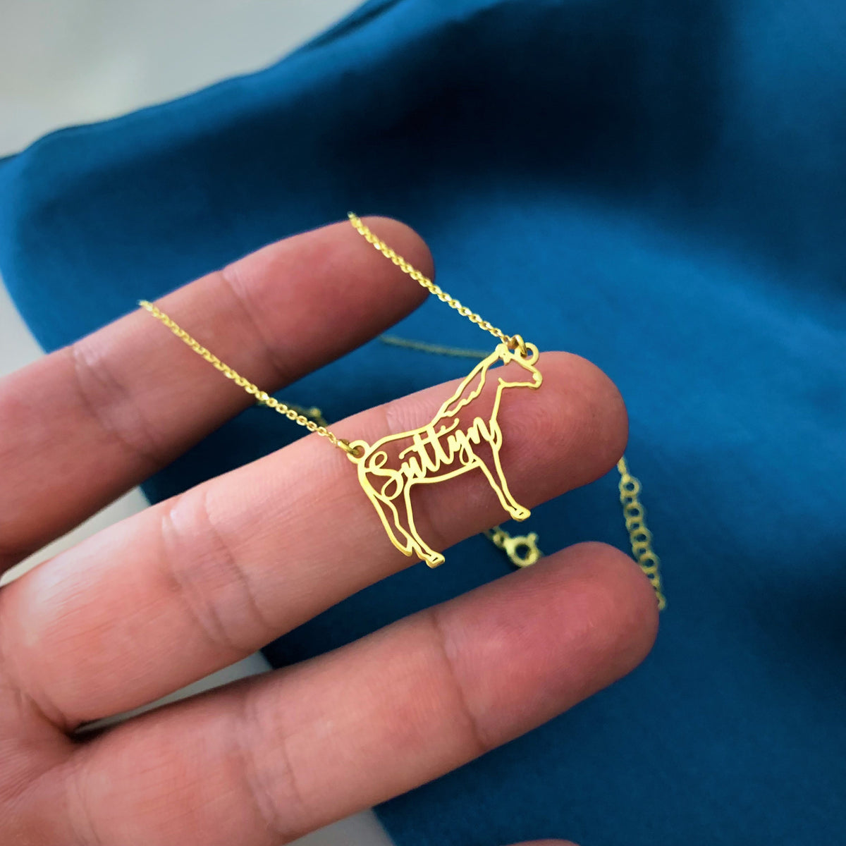 Horse Name Necklace, Horse Necklace for Woman, Personalized Equine Necklace, Elegant Silver Horse Necklace, Horse Memorial Necklace