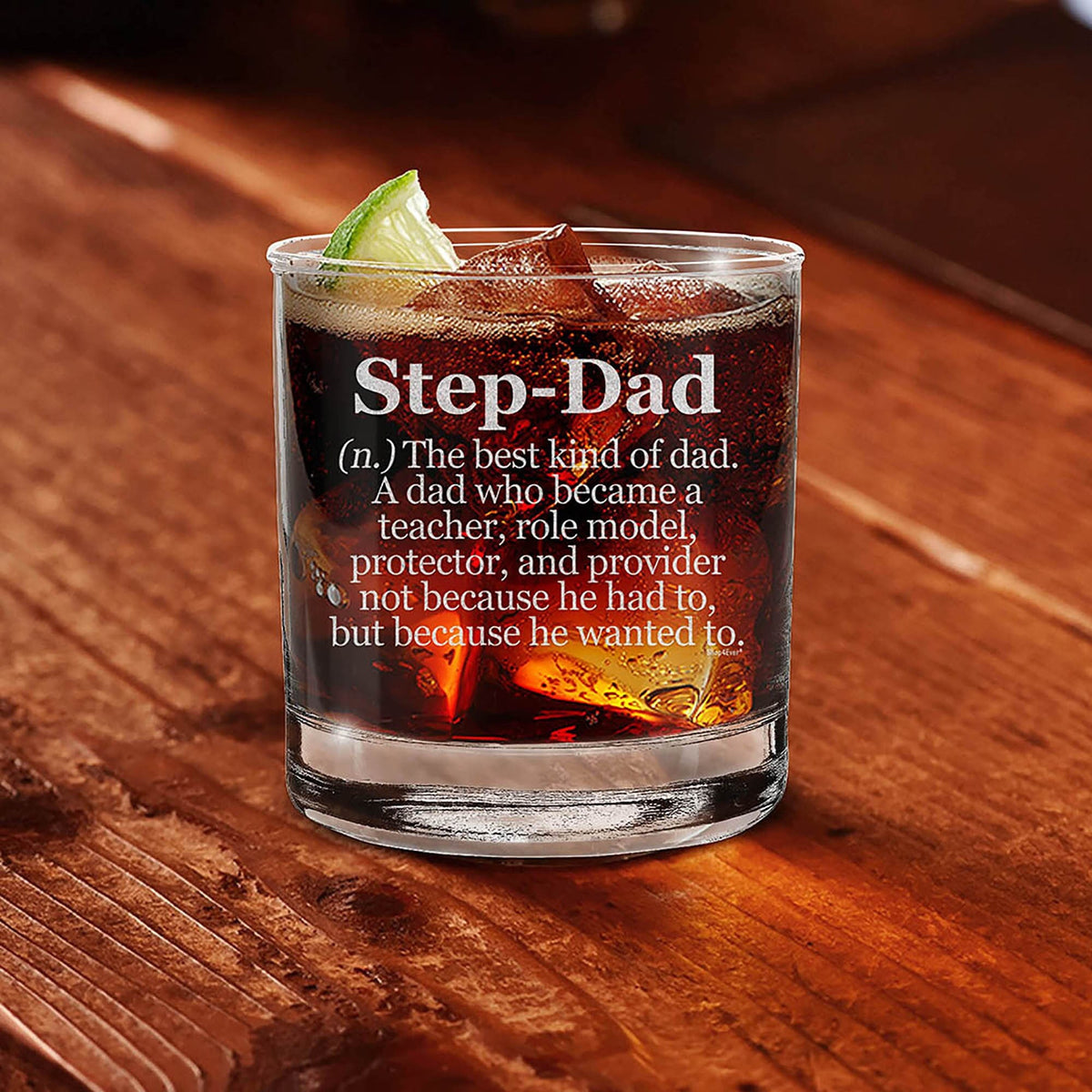 Step-Dad Definition Engraved Whiskey Glass Retirement Gift, Birthday Gift, Christmas Gift. Fathers Day Gift. Dad Gift. Step Dad Gift.