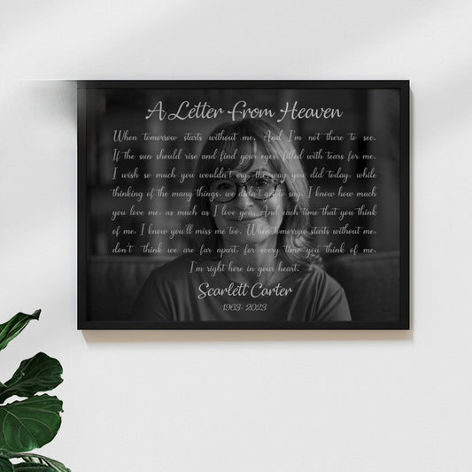 A Letter From Heaven Personalized Memorial Photo Gift for Loss of Mother Gift for Loss of Dad Sympathy Gift for loss of son remembrance gift