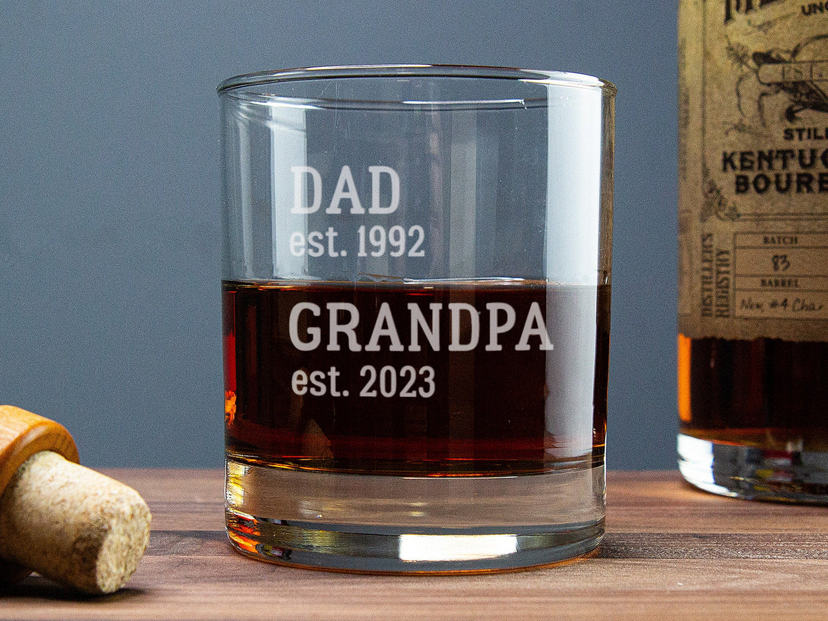 Grandpa Whiskey Glass, New Grandpa Gift ideas, Grandpa Pregnancy Announcement Gift, Custom Whiskey Glass, Grandpa Est 2025, Dad Grandpa Gift