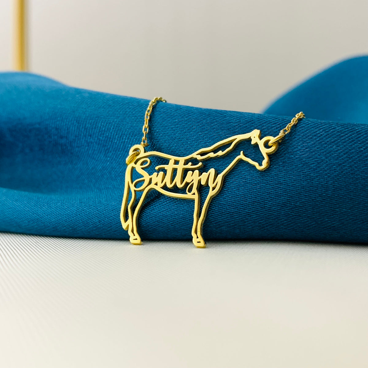 Horse Name Necklace, Horse Necklace for Woman, Personalized Equine Necklace, Elegant Silver Horse Necklace, Horse Memorial Necklace