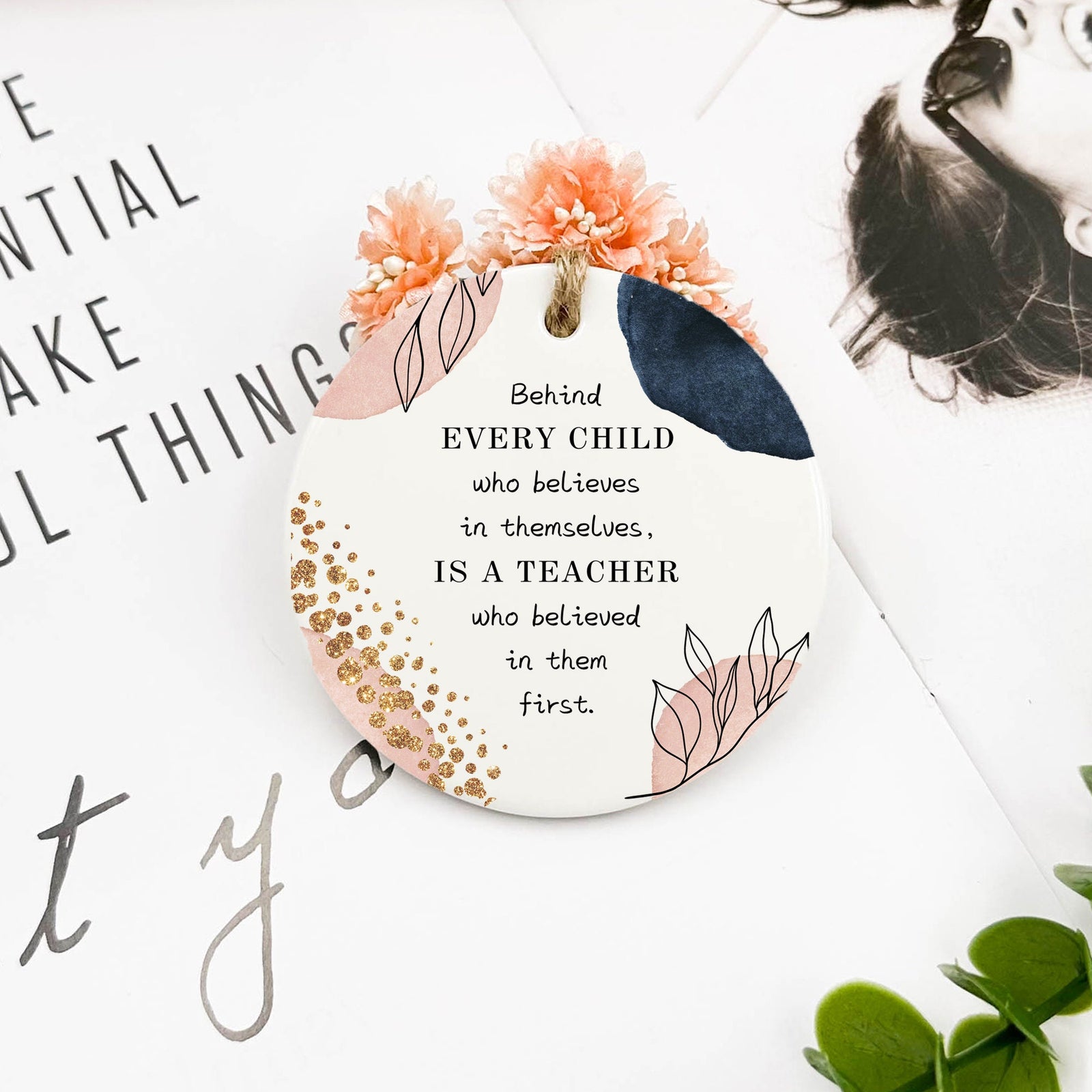 Teacher Memory Ceramic Keepsake Ceramic, Teacher Gift, Thank You Gift for Teacher, End of Year Teacher Appreciation, Thank You Ornament