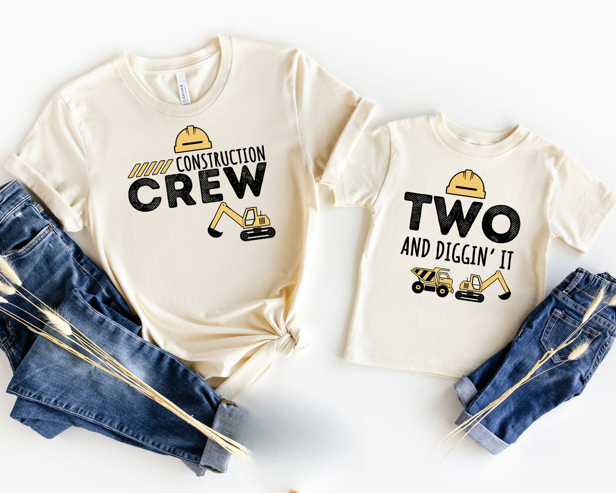 Construction Crew Matching Shirts, Birthday Construction Shirts, Three and Diggin' It, Excavator Birthday, Bday Boy Tee, Dump Truck Birthday